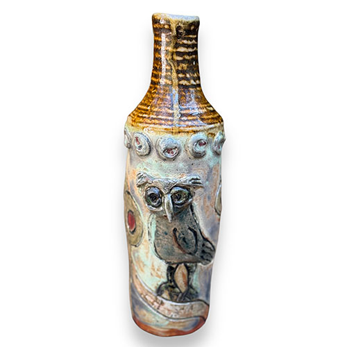 Carolyn Simmons 11" Wood Fired Owl Bottle DP5037